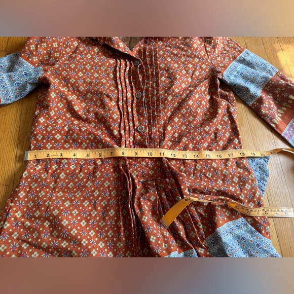 70s Vintage Long Sleeve Printed Cotton Prairie Style Dress - Picture 5 of 5